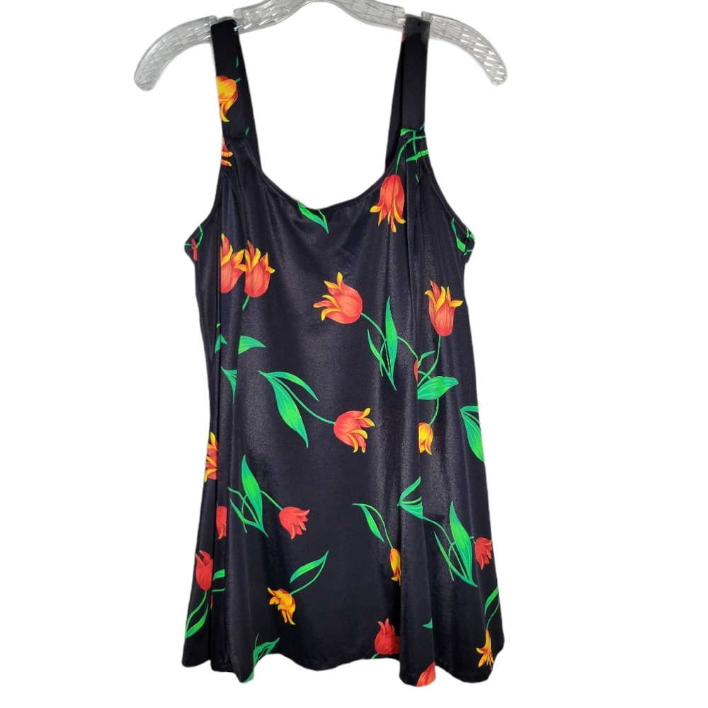It Figures! navy blue with tulips floral one piece